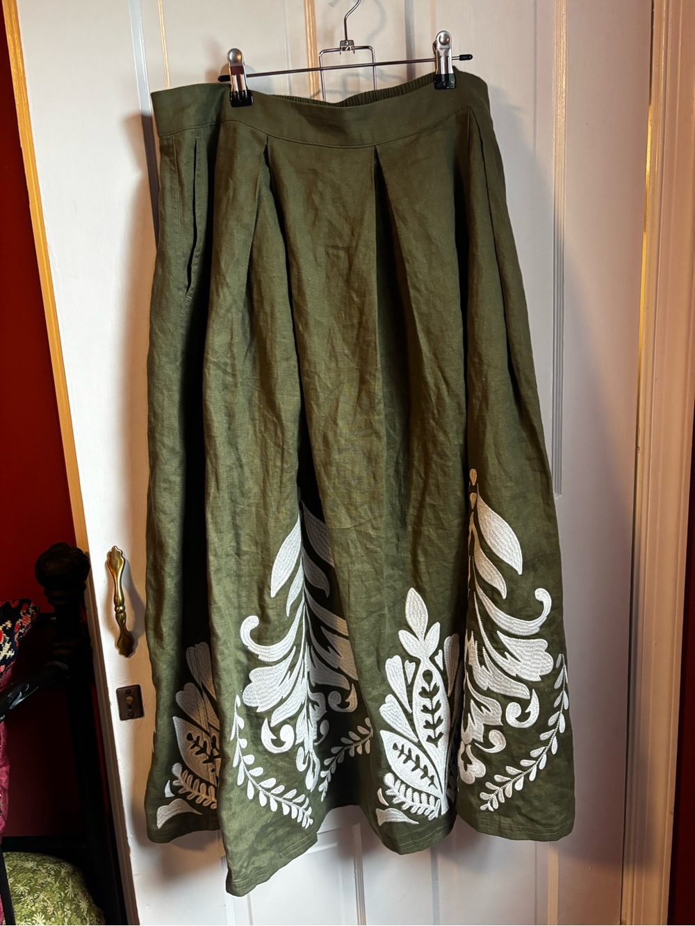 Boden Verity Linen Midi Skirt